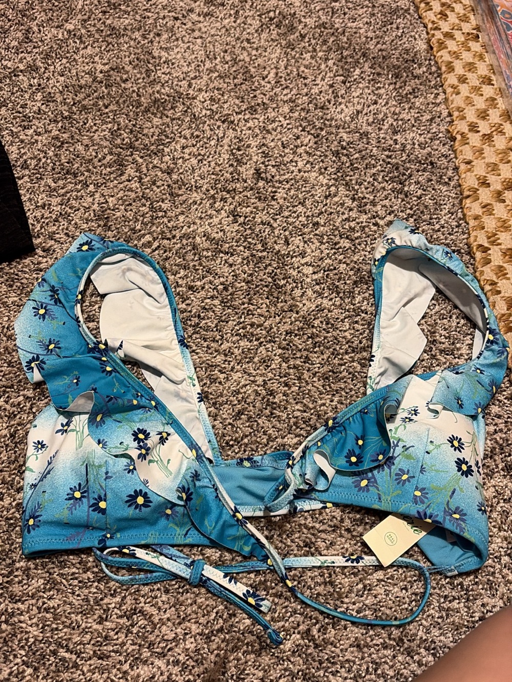 Aerie Floral Ruffle Bikini Top